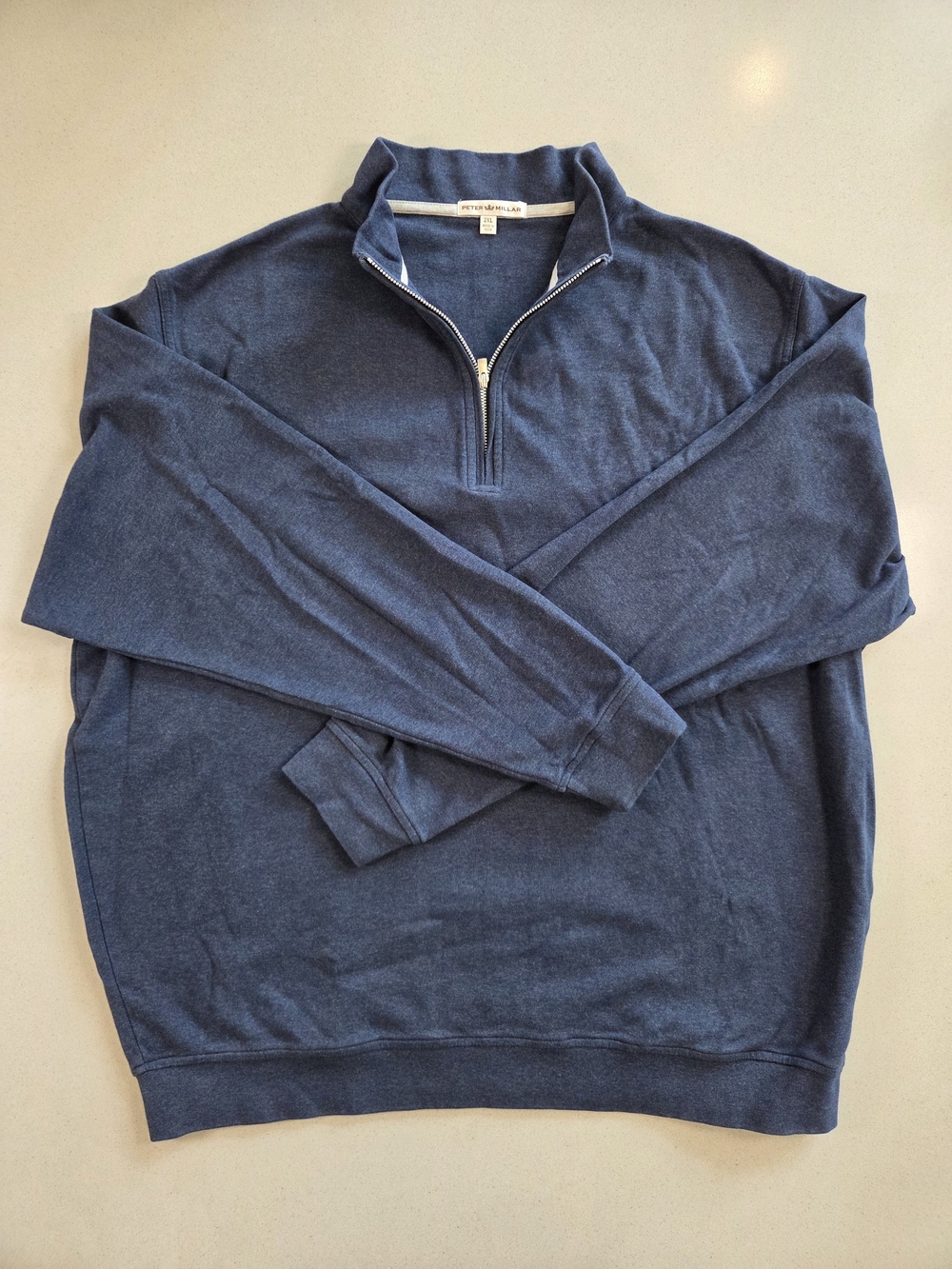 Men's Navy Peter Millar Quarter-Zip Sweater Pullover- 0021